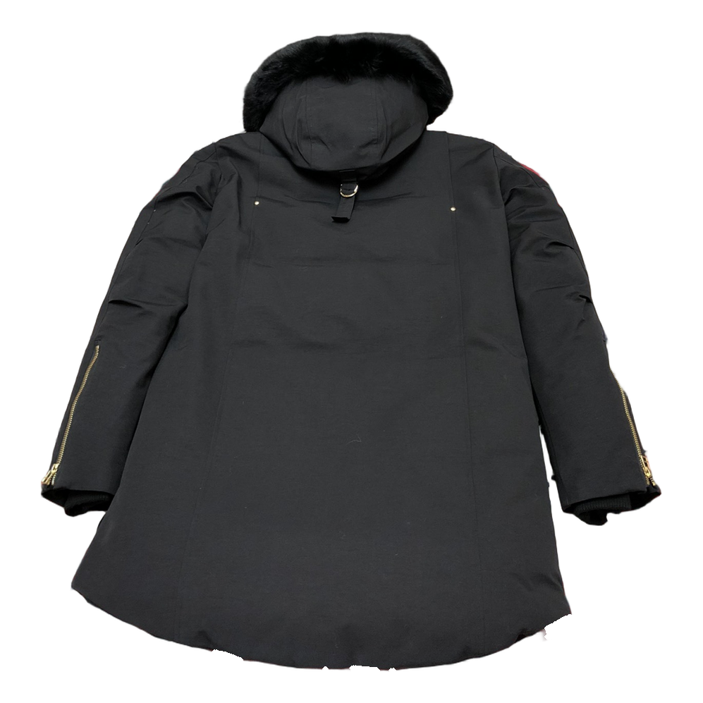 Moose Knuckles Gold-Lined Fur-Trim Long Parka | Black | Canadian Down