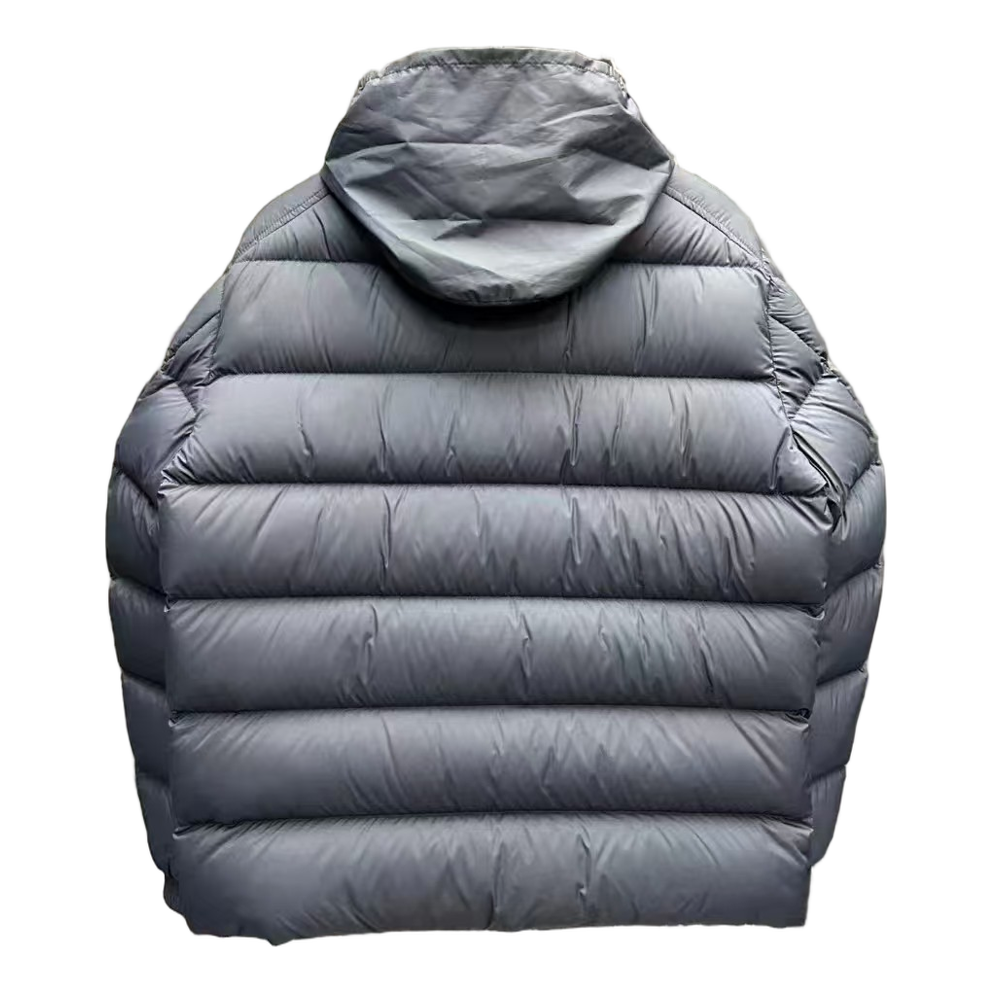 Moncler Tricolour Sleeve-Band Stand-Collar Puffer Jacket | Navy | Premium Down