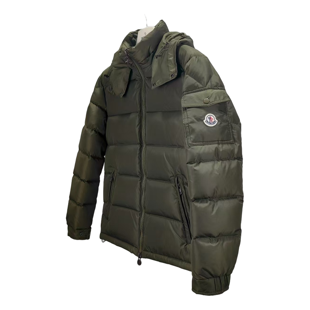 Moncler Maya Matte Hooded Puffer Jacket | Olive Green | Premium Down