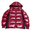 Moncler Logo-Zip Glossy Hooded Puffer Jacket | Red | Premium Down