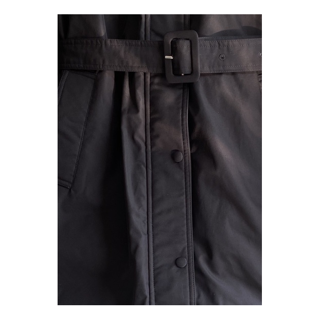 Prada Belted Fur-Trim Hooded Coat | Black | Italian Luxury