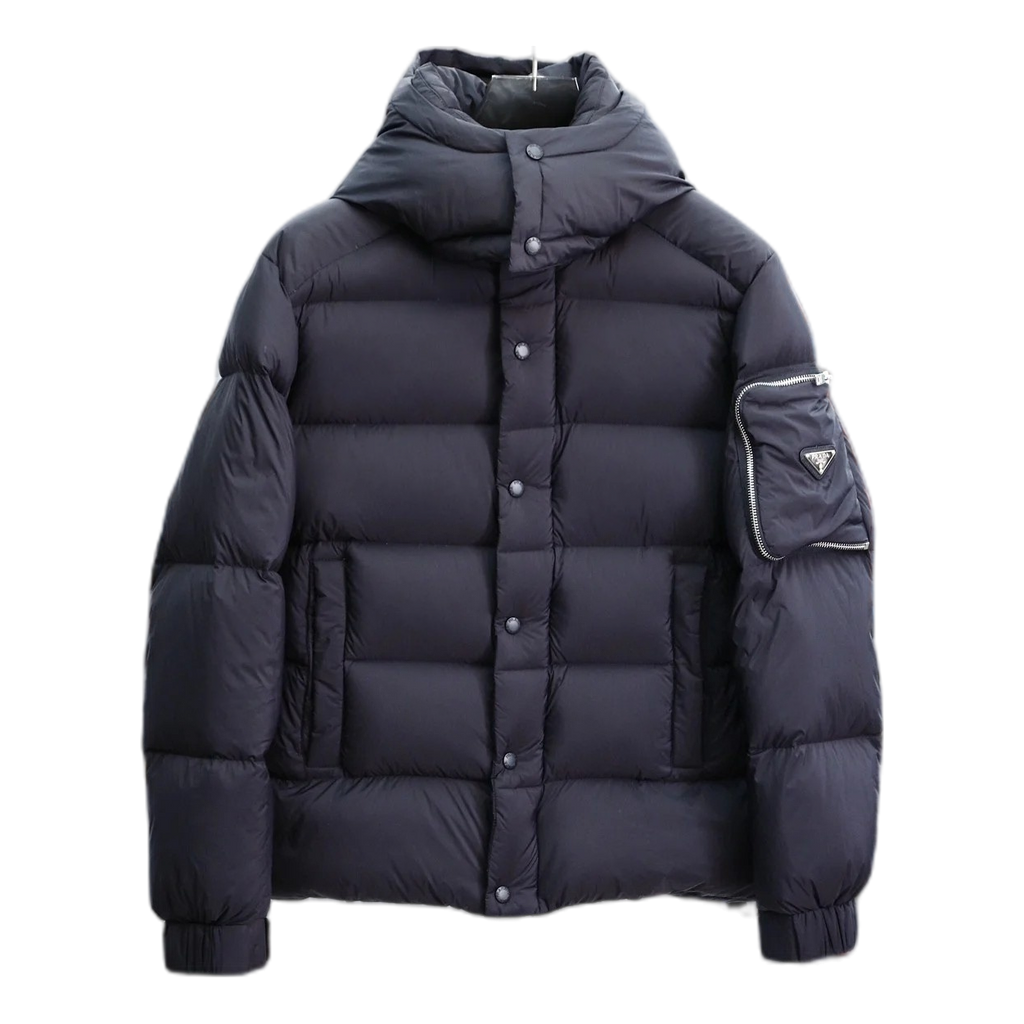 Prada Hooded Puffer Jacket with Sleeve Pouch | Luxury Outerwear