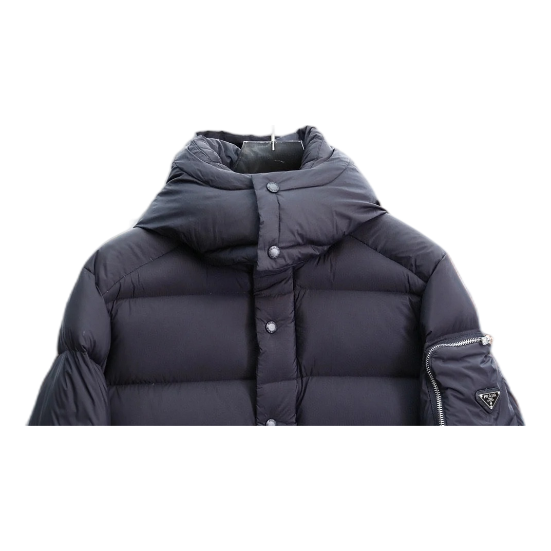 Prada Hooded Puffer Jacket with Sleeve Pouch | Luxury Outerwear